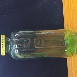 Green Glass Water Bottle with Yellow Cap